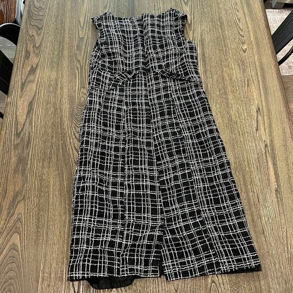 Merona Womens Linen Sheath Dress Sleeveless Knee Length Plaid Black/White Sz 12 - Picture 6 of 8
